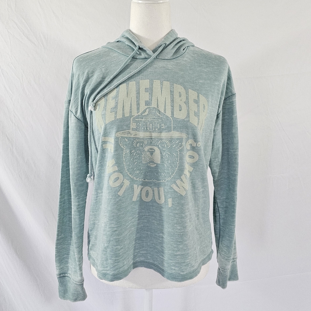 Smokey The Bear Faded Sea Foam Teal Graphic Hoodie